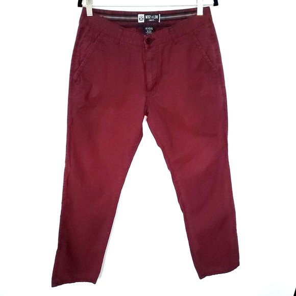 Xios Pants Xios Mens Chino Pants Size 323 Burgundy Slim Fit Pockets